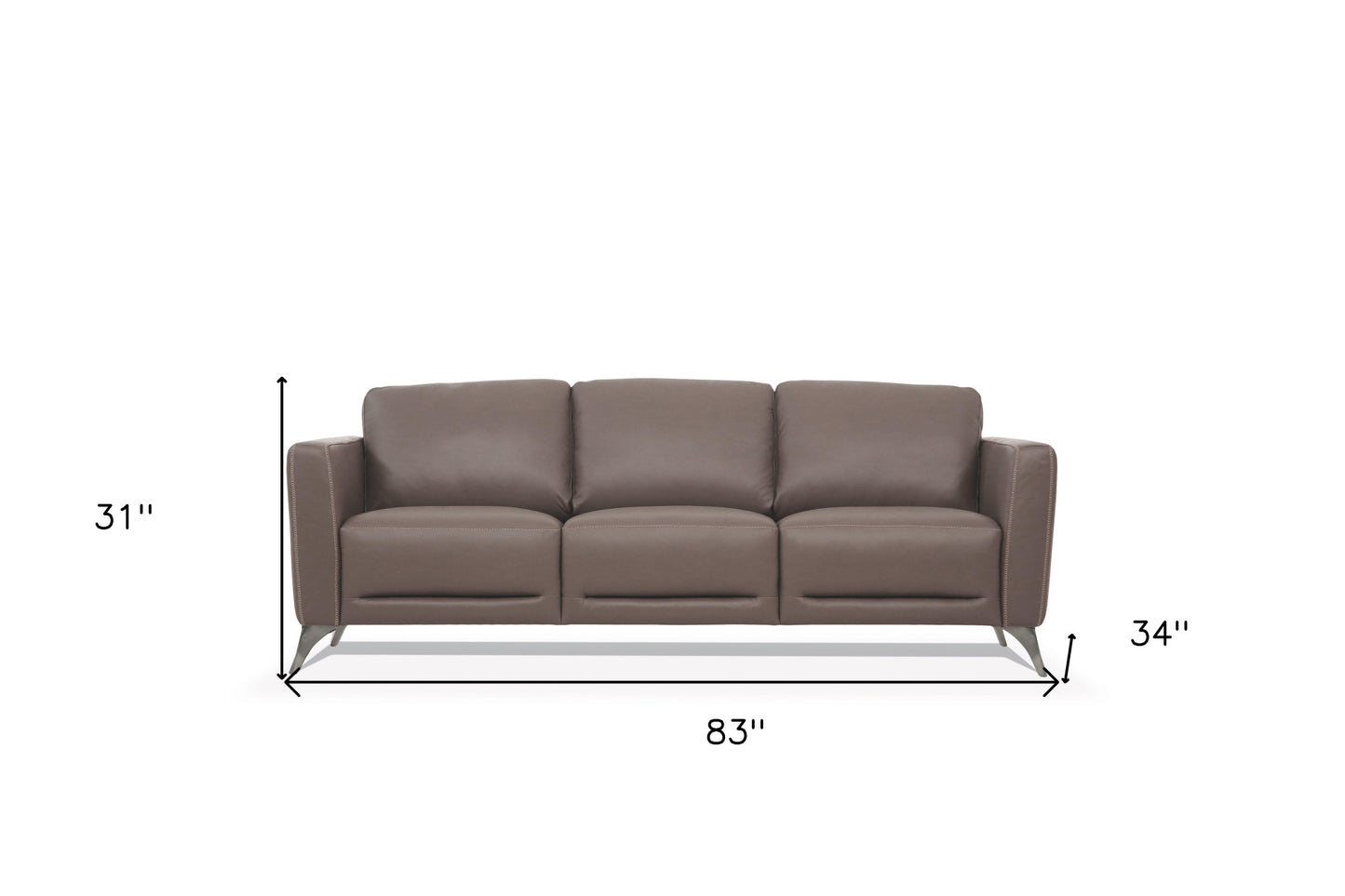 83" Taupe Leather Sofa With Black Legs-4
