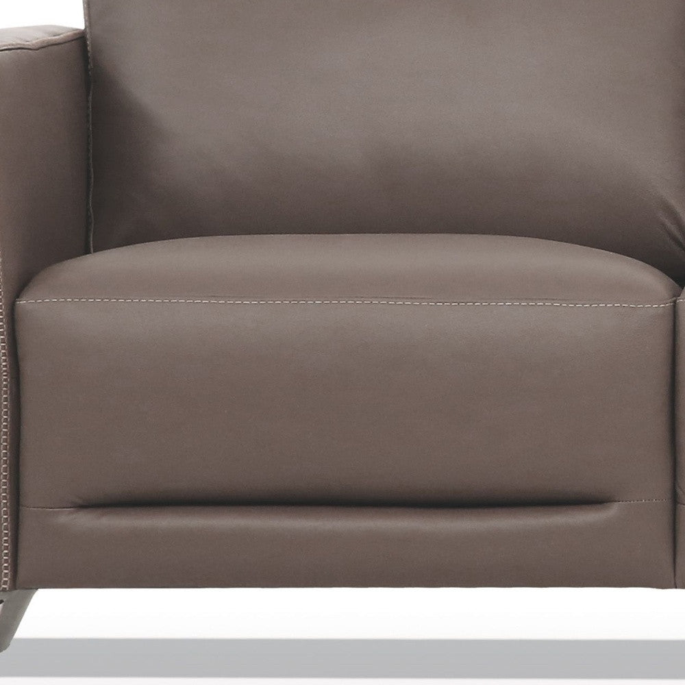 83" Taupe Leather Sofa With Black Legs-2