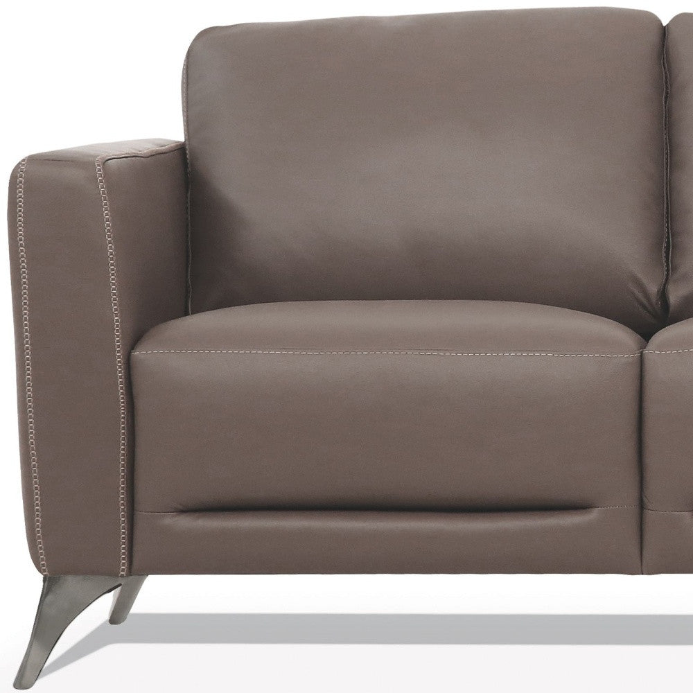 83" Taupe Leather Sofa With Black Legs-3