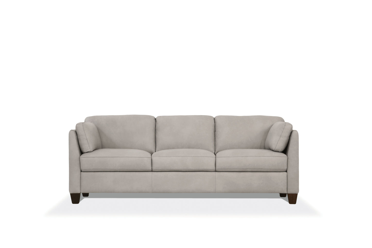 81" Light Gray Leather Sofa With Black Legs-1