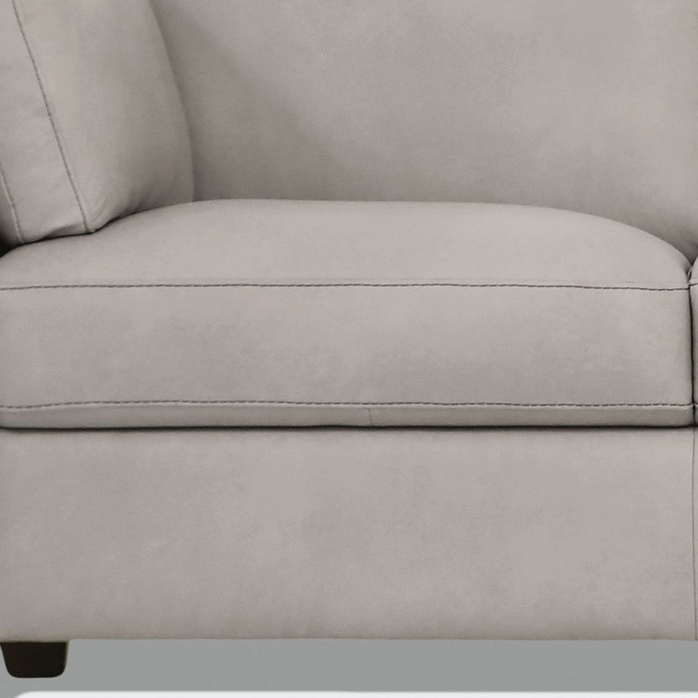 81" Light Gray Leather Sofa With Black Legs-4