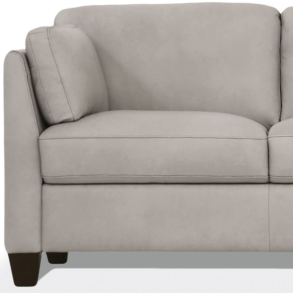 81" Light Gray Leather Sofa With Black Legs-2