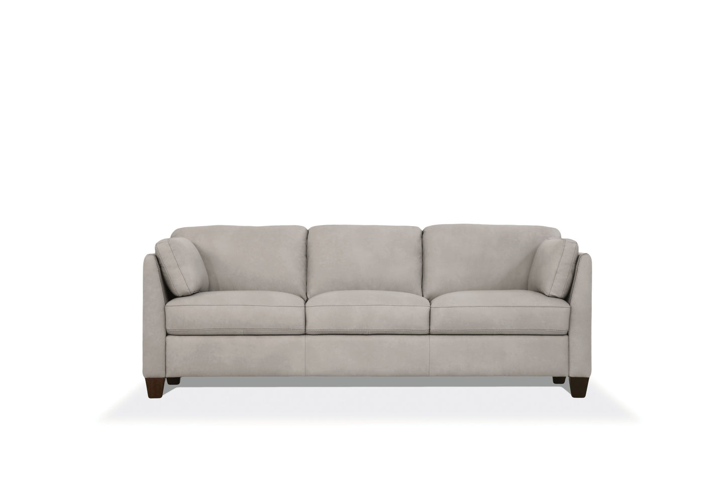 81" Light Gray Leather Sofa With Black Legs-3