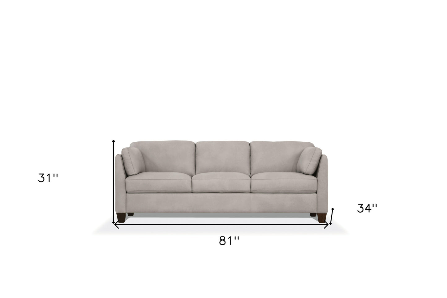 81" Light Gray Leather Sofa With Black Legs-5