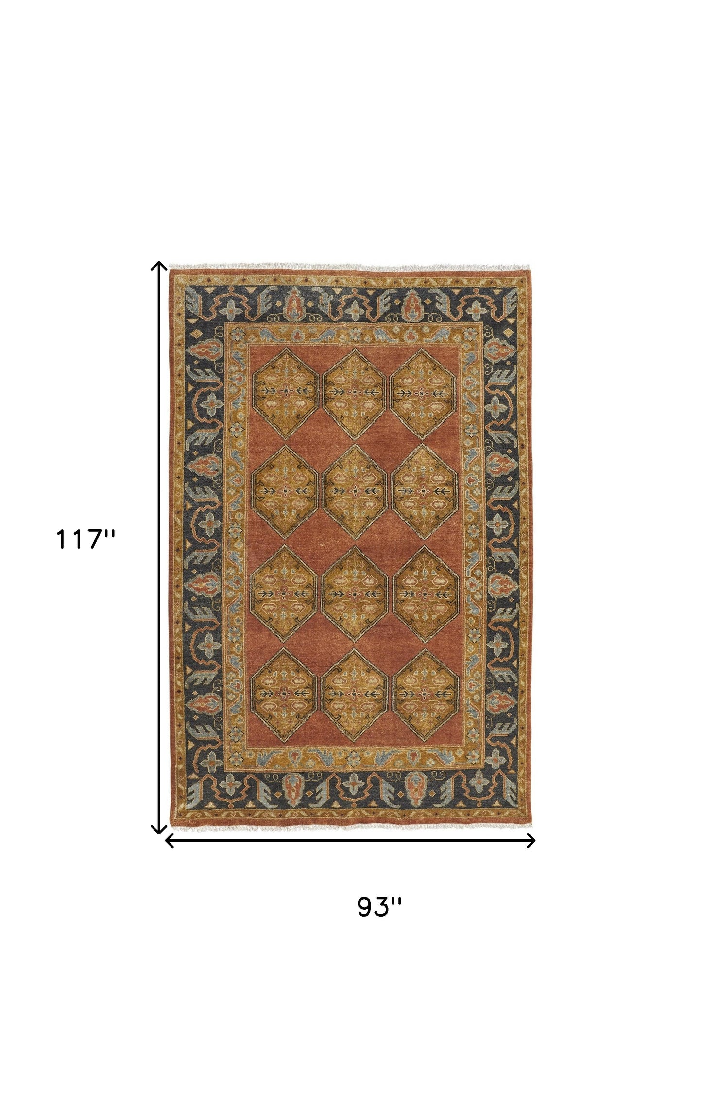 8' X 10' Tan Orange And Brown Wool Floral Hand Knotted Stain Resistant Area Rug-8