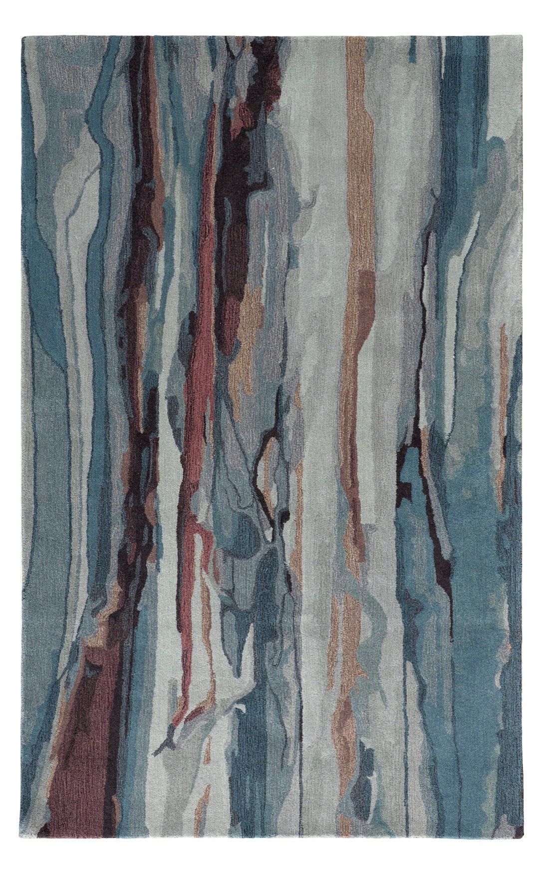 8' X 10' Blue Red And Ivory Wool Abstract Tufted Handmade Stain Resistant Area Rug-1