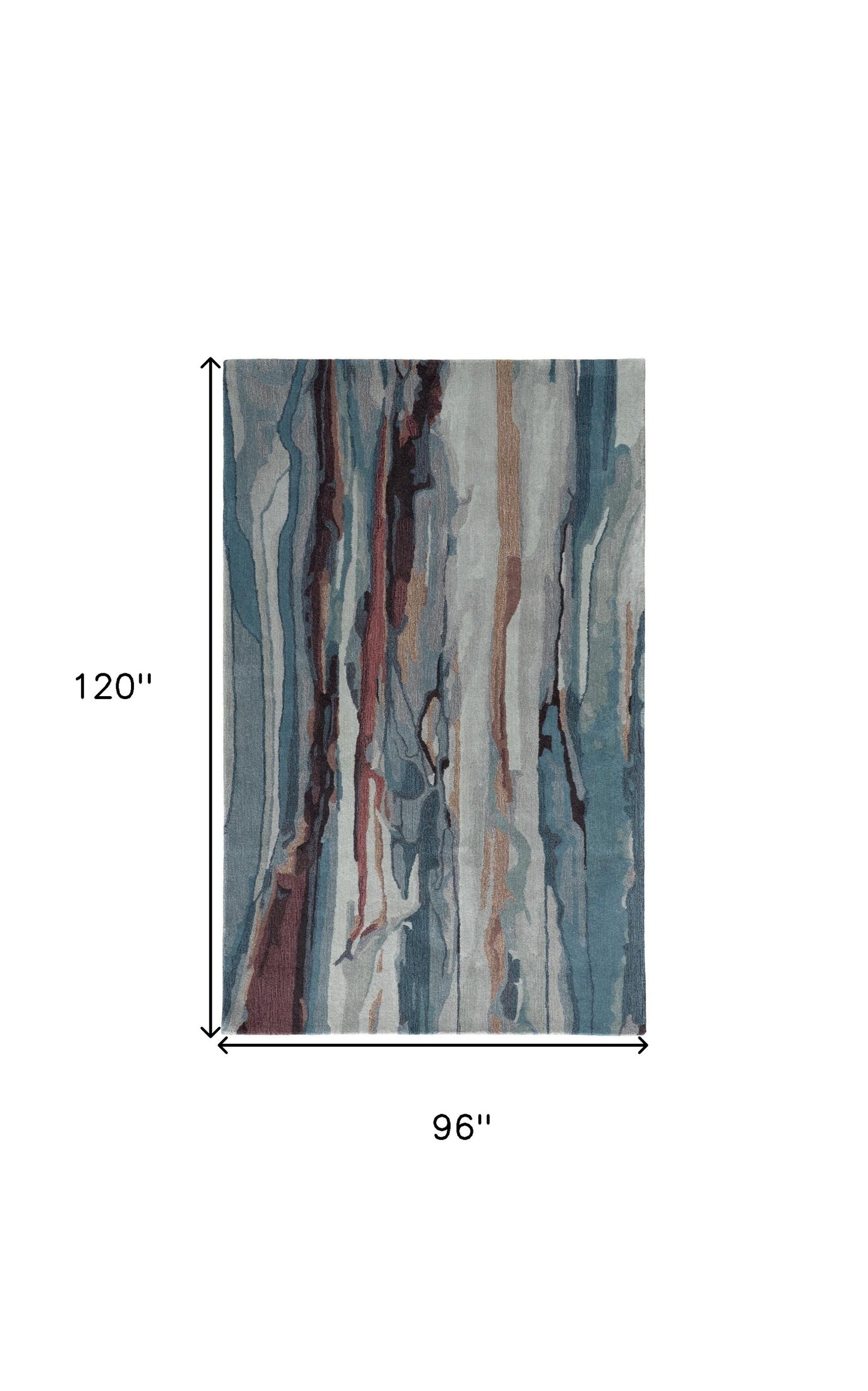 8' X 10' Blue Red And Ivory Wool Abstract Tufted Handmade Stain Resistant Area Rug-2