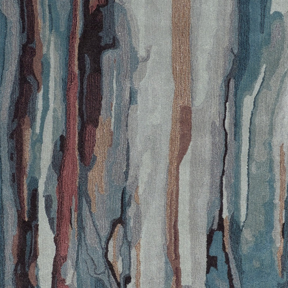 8' X 10' Blue Red And Ivory Wool Abstract Tufted Handmade Stain Resistant Area Rug-4
