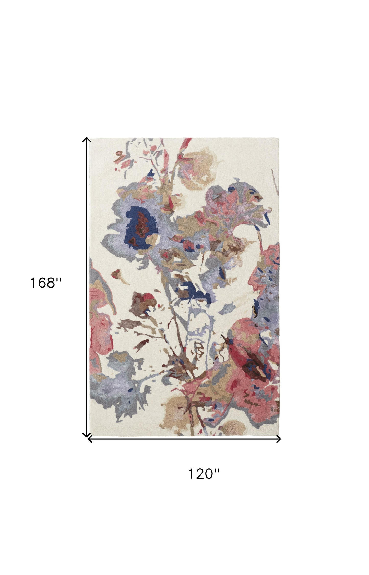 10' X 14' Ivory and Blue Wool Floral Hand Tufted Area Rug-2