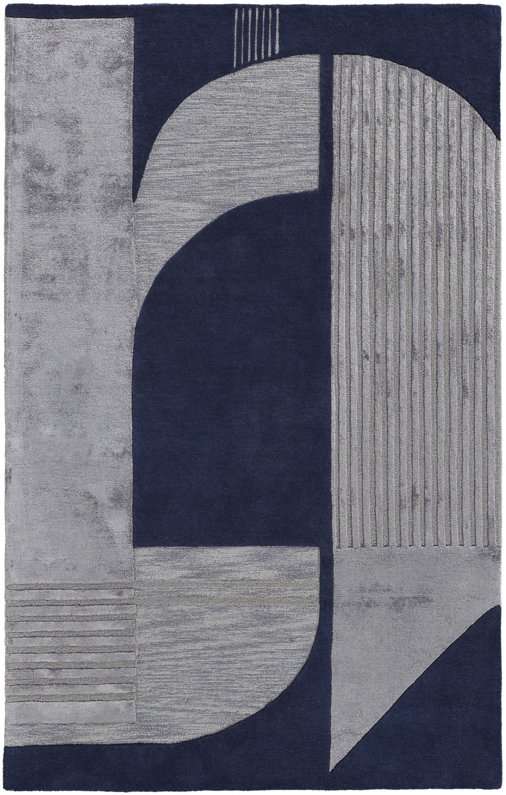 12' X 15' Blue And Silver Wool Geometric Tufted Handmade Area Rug-0