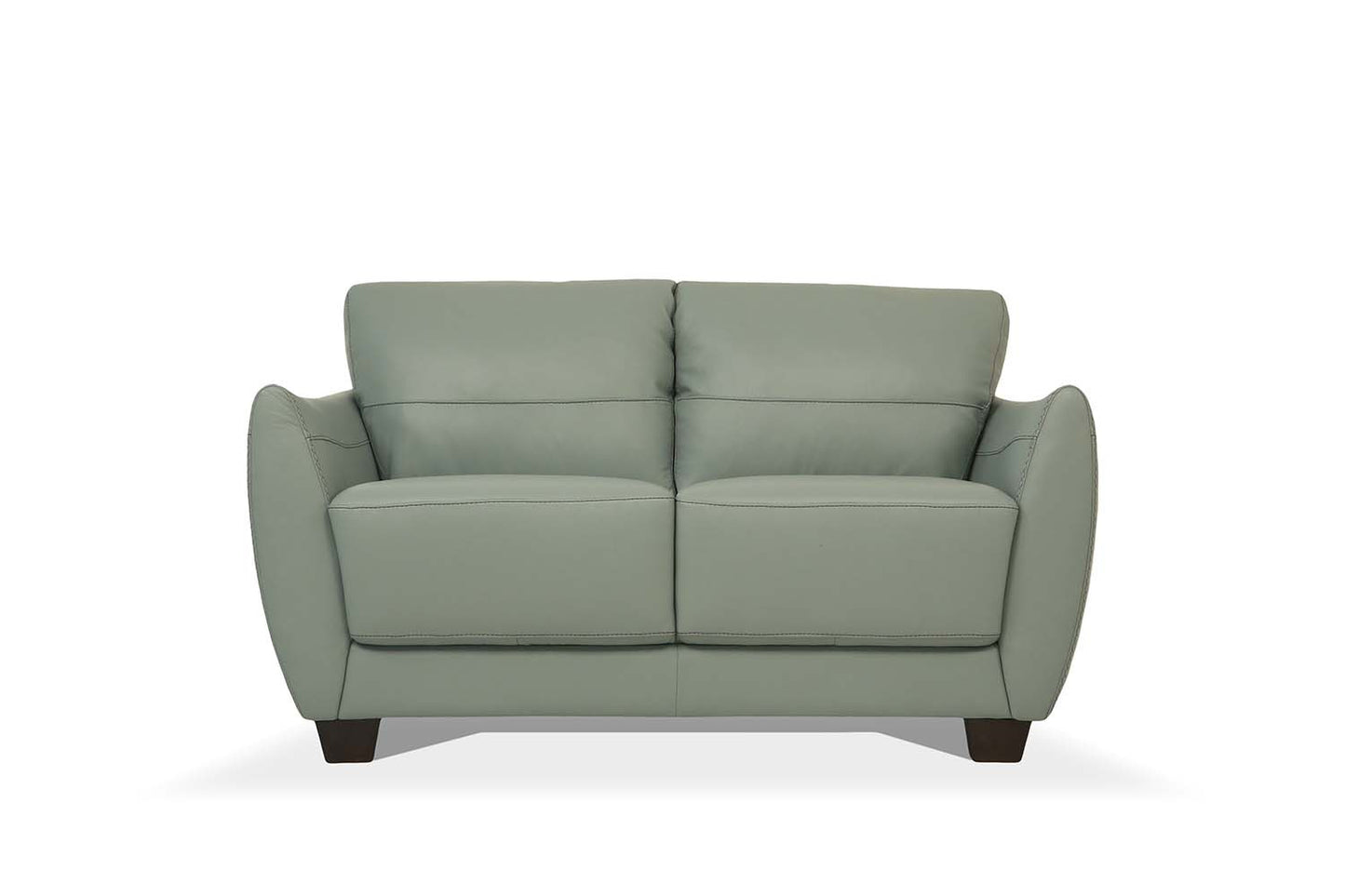 57" Green Blue And Espresso Leather Loveseat-2