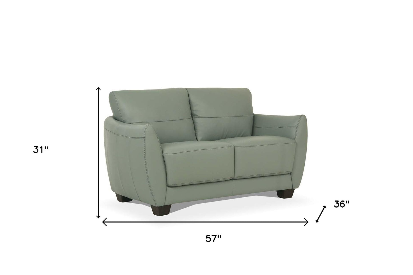 57" Green Blue And Espresso Leather Loveseat-4
