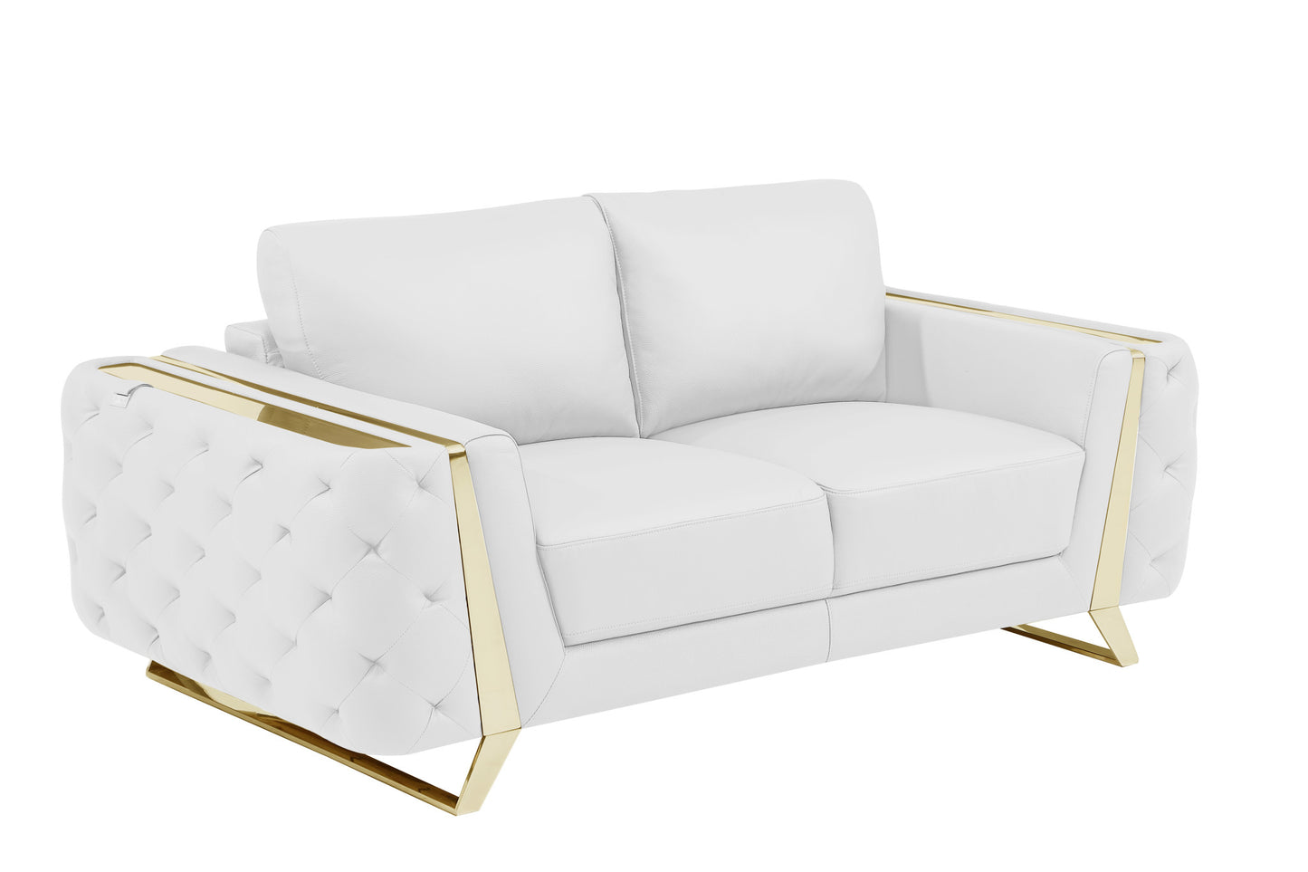 Three Piece Indoor White Italian Leather Six Person Seating Set-4