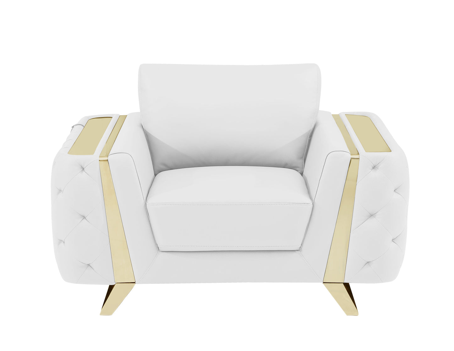 50" White And Gold Genuine Leather Club Chair-0