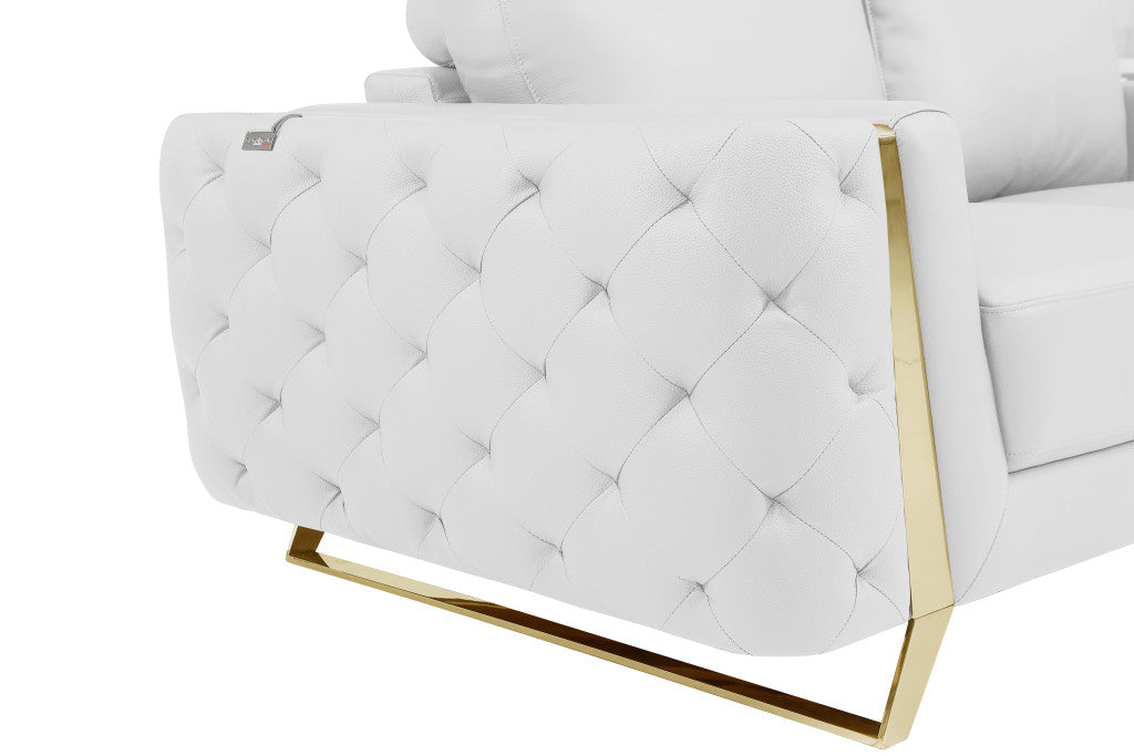 50" White And Gold Genuine Leather Club Chair-6