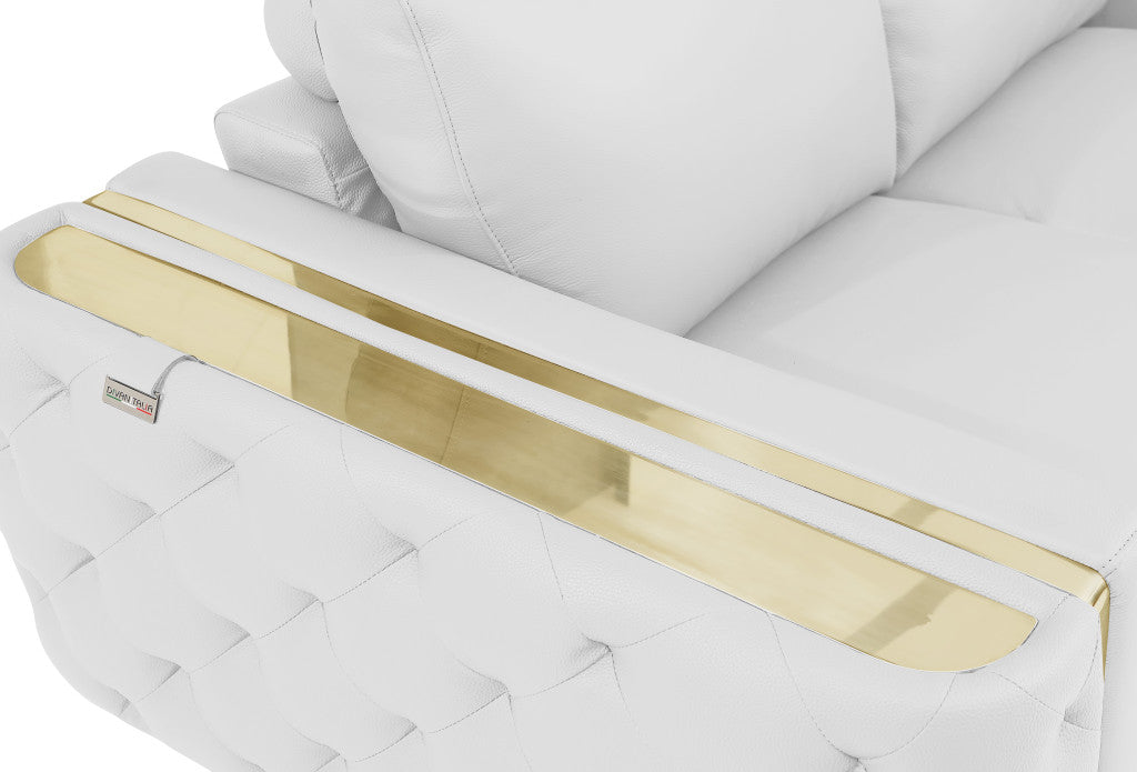 50" White And Gold Genuine Leather Club Chair-7