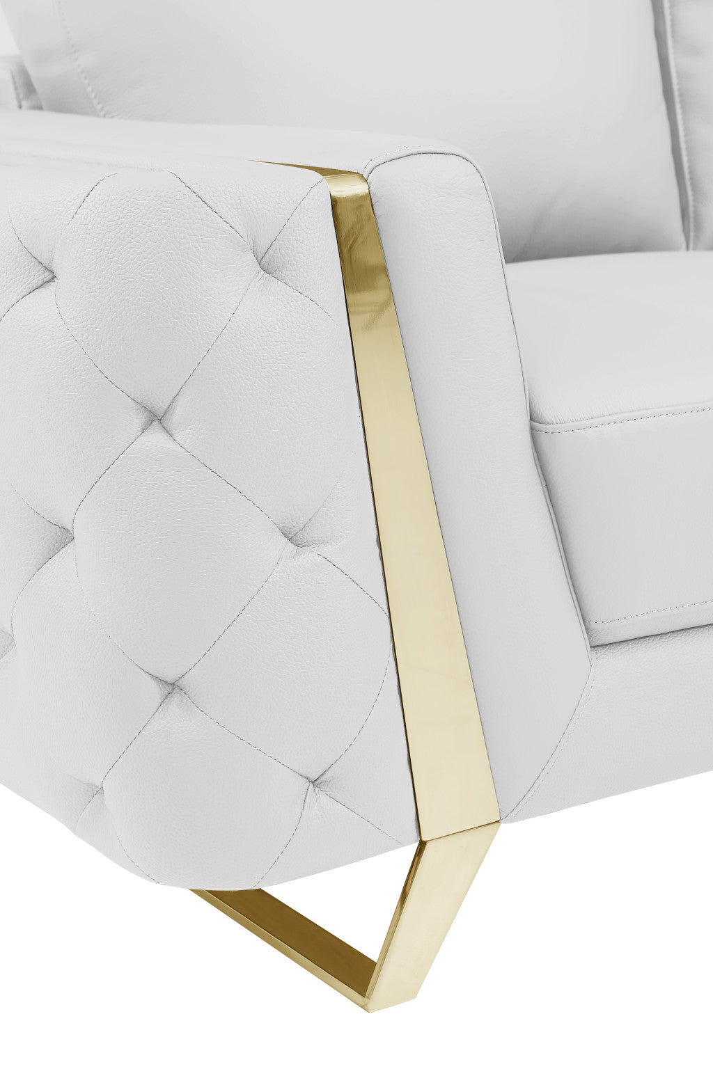 50" White And Gold Genuine Leather Club Chair-8