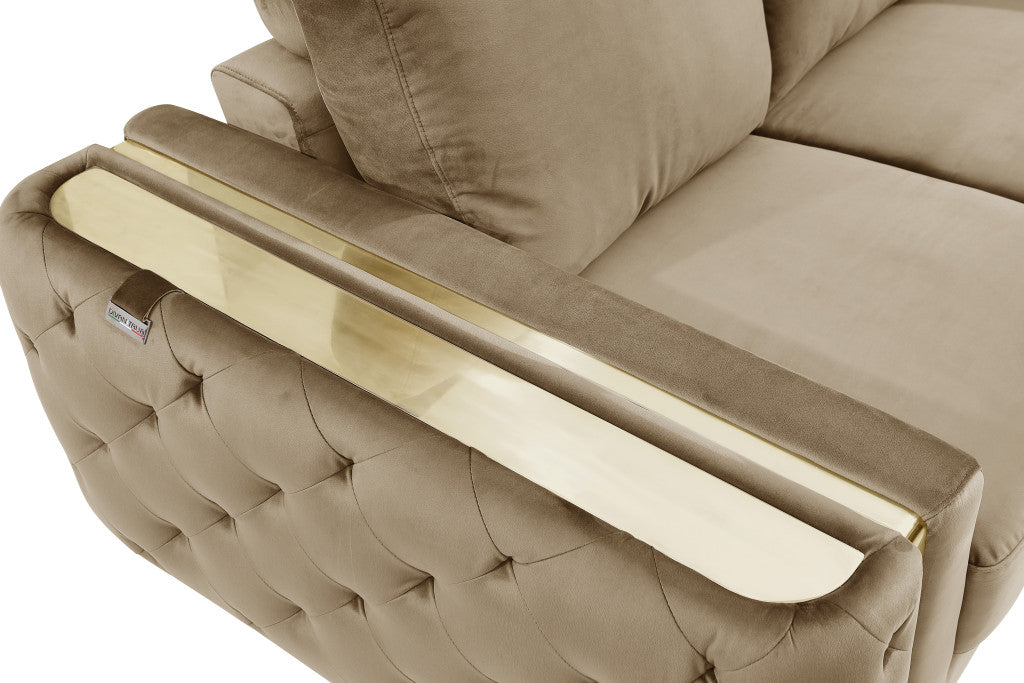 50" Beige And Gold Velvet Tufted Club Chair-8