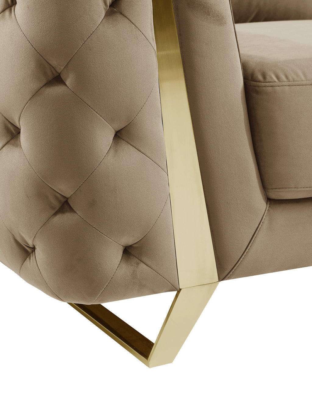 50" Beige And Gold Velvet Tufted Club Chair-7
