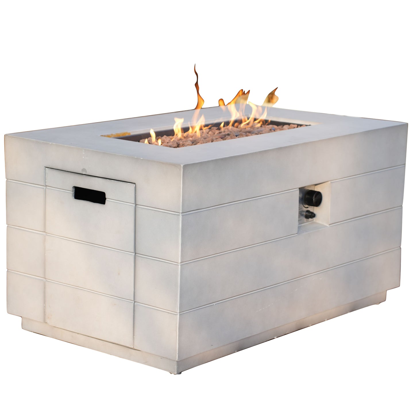 28" Gray Aluminum Natural gas Rectangular Fire pit table With Cover-0