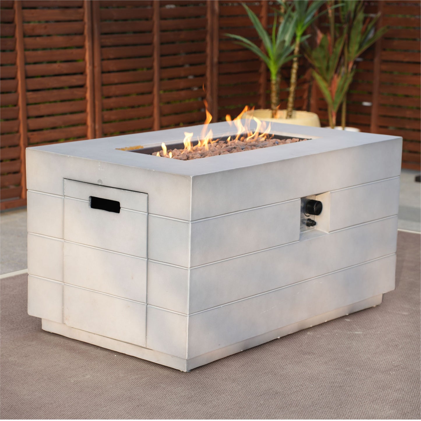 28" Gray Aluminum Natural gas Rectangular Fire pit table With Cover-2