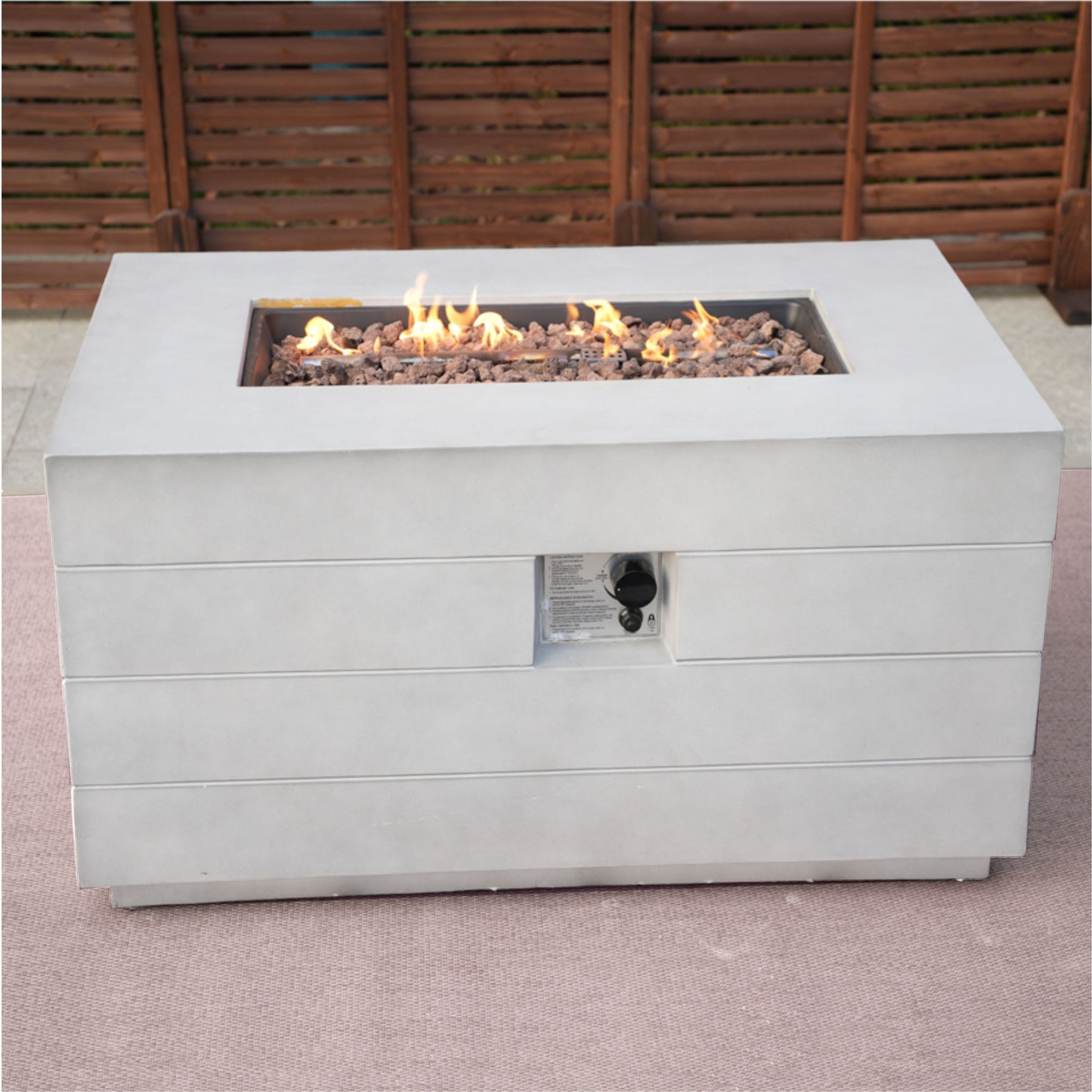 28" Gray Aluminum Natural gas Rectangular Fire pit table With Cover-3