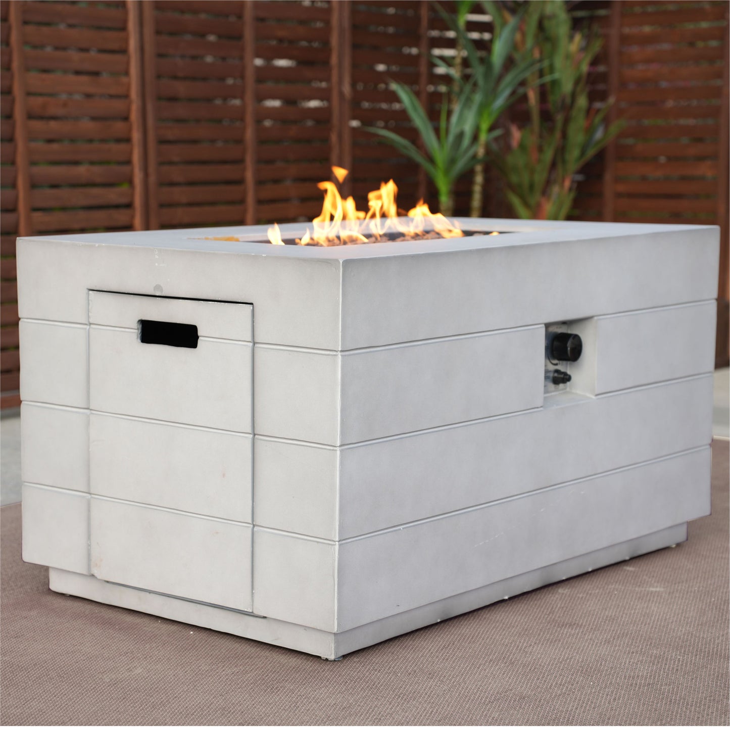 28" Gray Aluminum Natural gas Rectangular Fire pit table With Cover-4