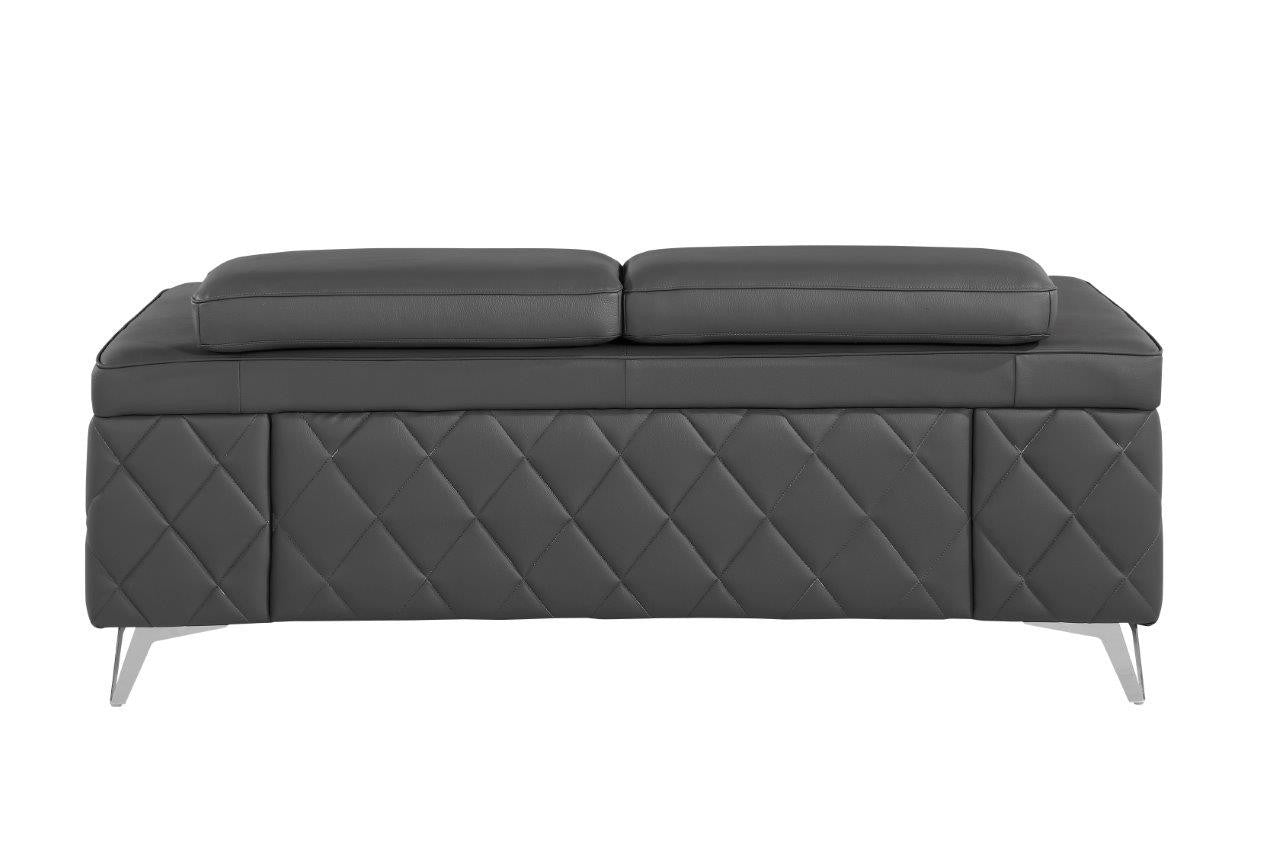 70" Dark Gray And Silver Metallic Leather Loveseat-4