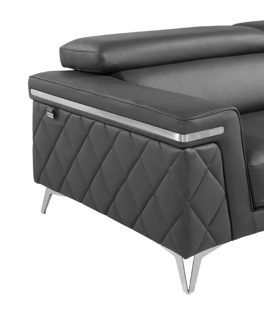 70" Dark Gray And Silver Metallic Leather Loveseat-8