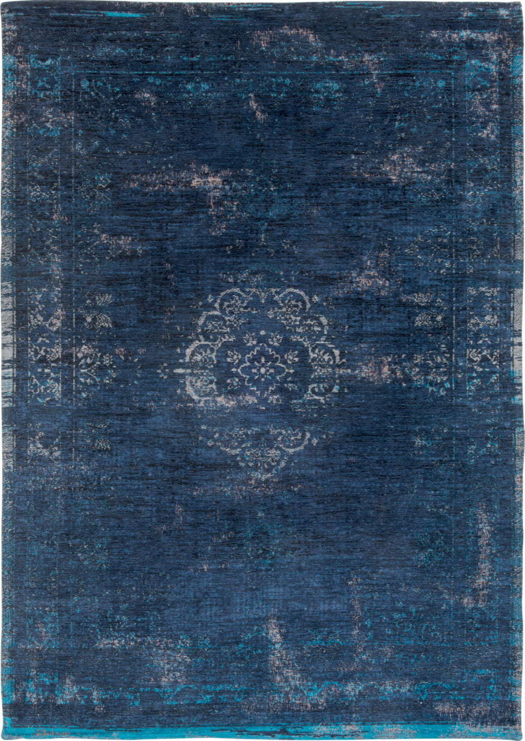9' X 13' Blue and Gray Medallion Non Skid Area Rug-1