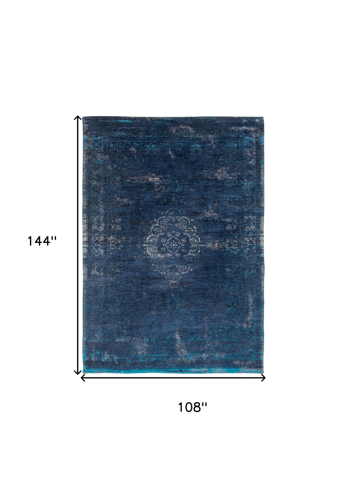 9' X 13' Blue and Gray Medallion Non Skid Area Rug-2