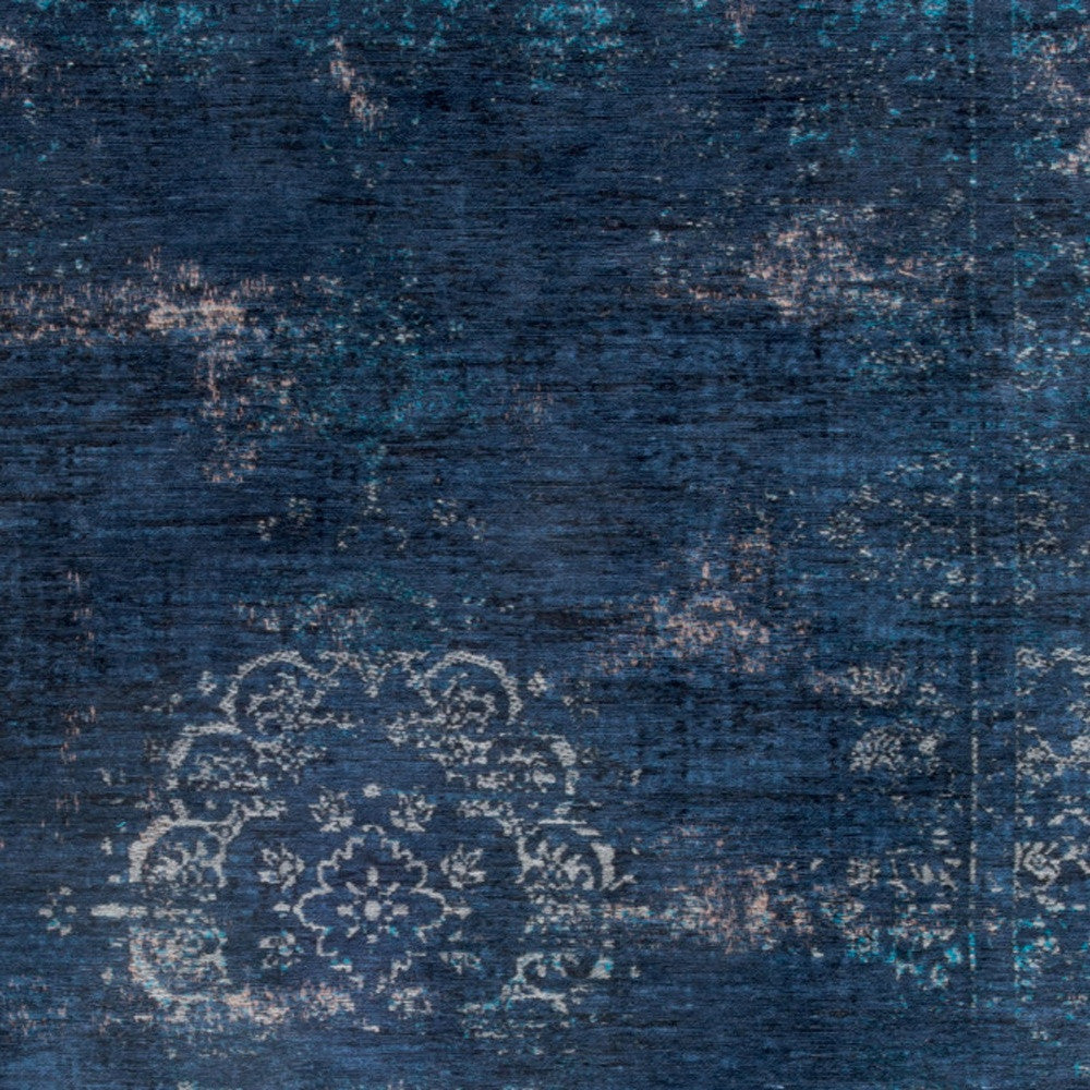 9' X 13' Blue and Gray Medallion Non Skid Area Rug-4