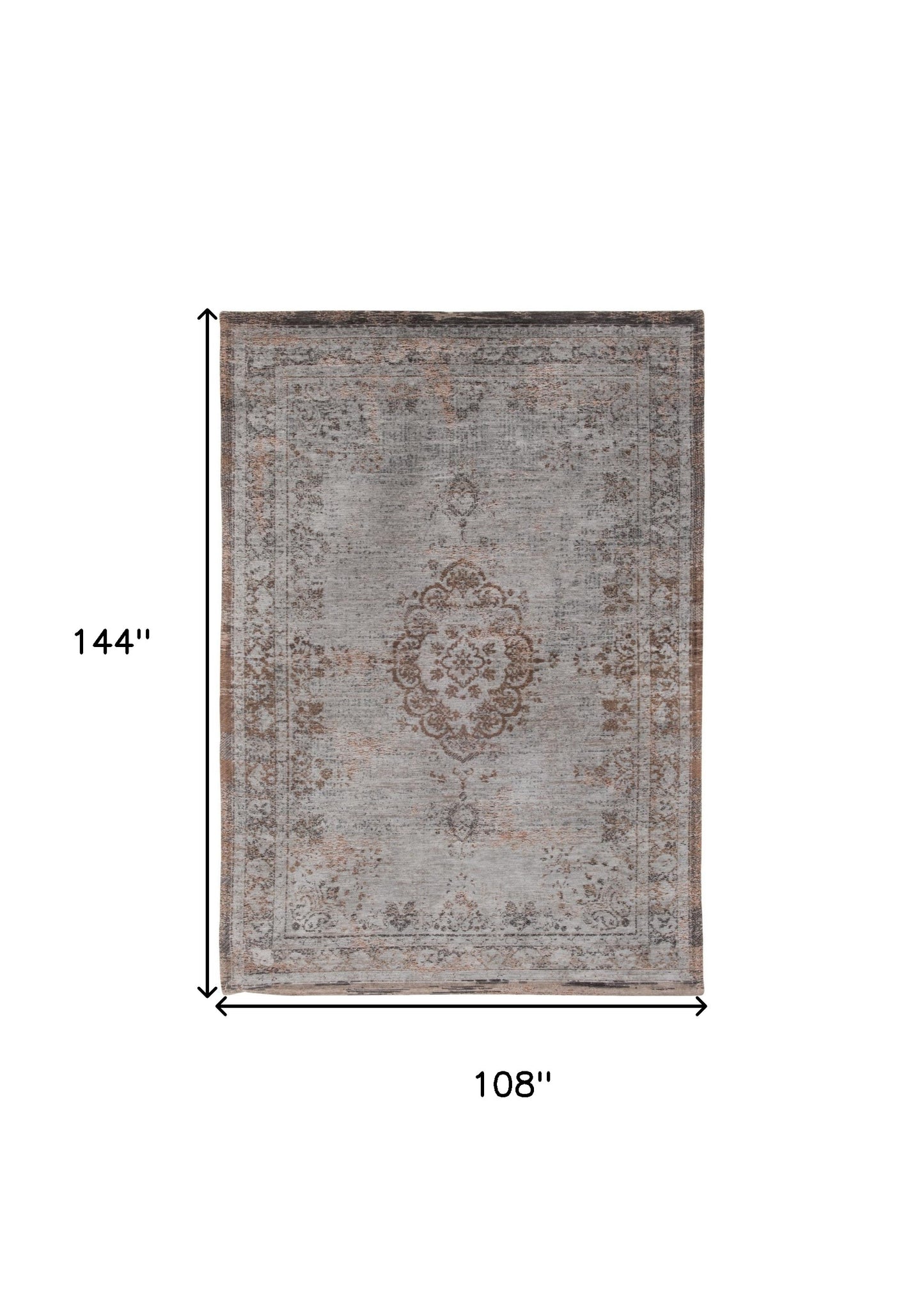9' X 13' Gray and Beige Medallion Non Skid Area Rug-2