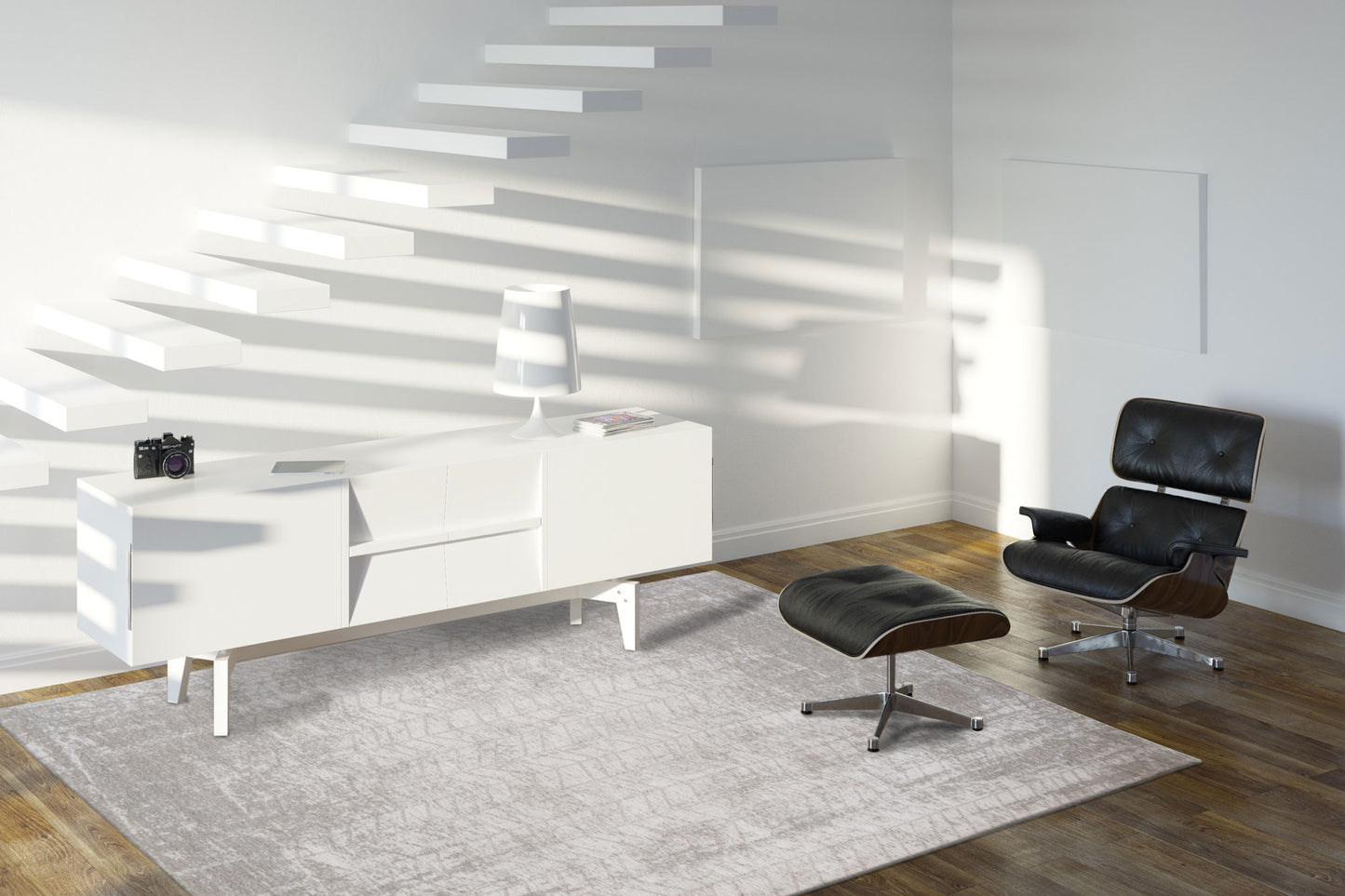 9' X 13' Gray and White Chevron Non Skid Area Rug-6
