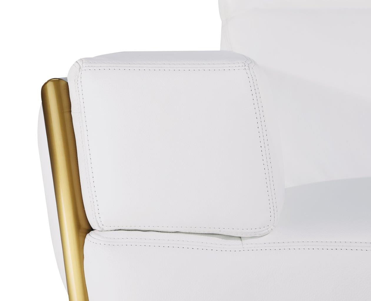 70" White And Silver Italian Leather Loveseat-8