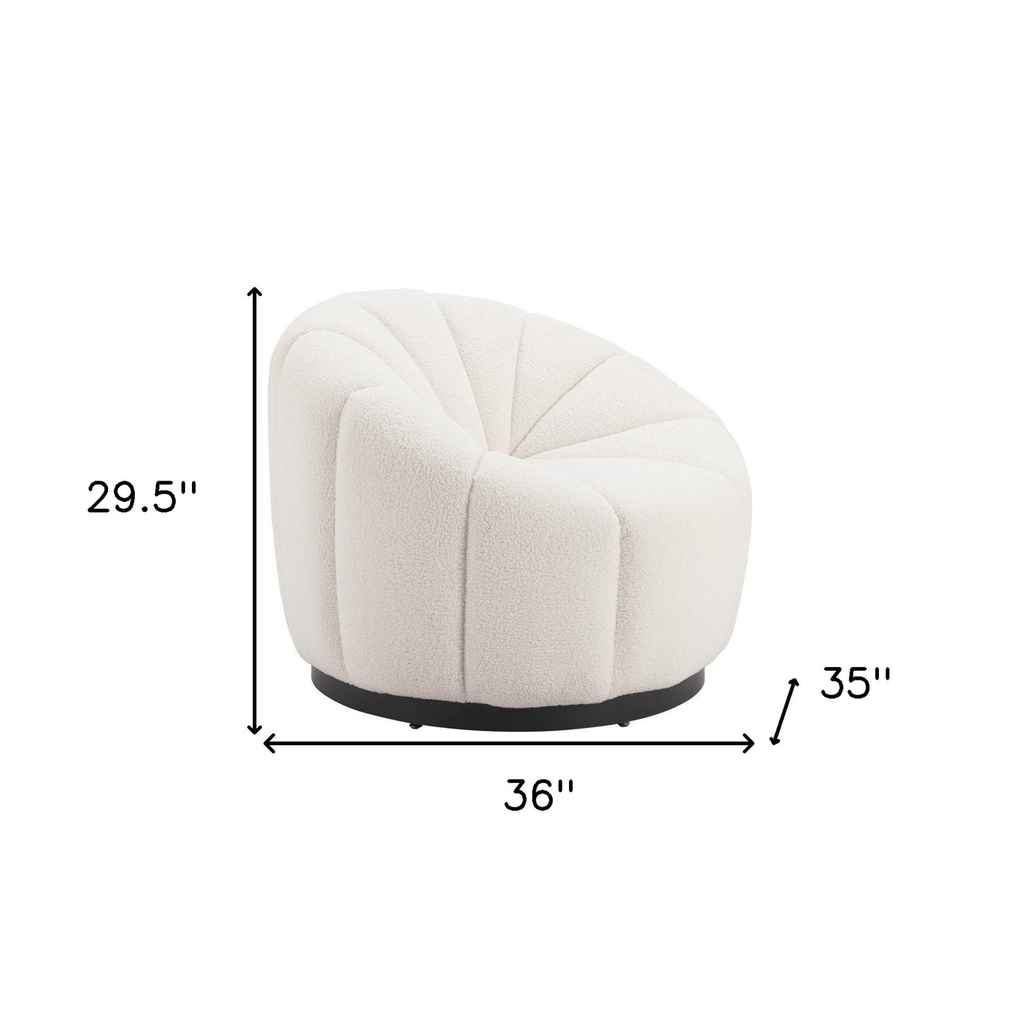 36" Cream And Black Faux Shearling And Upholstered Barrel Chair-8