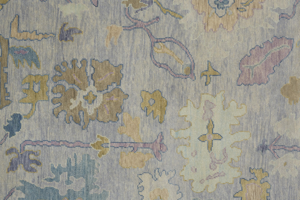 8' X 10' Purple Gray and Gold Wool Oriental Hand Knotted Area Rug With Fringe-8