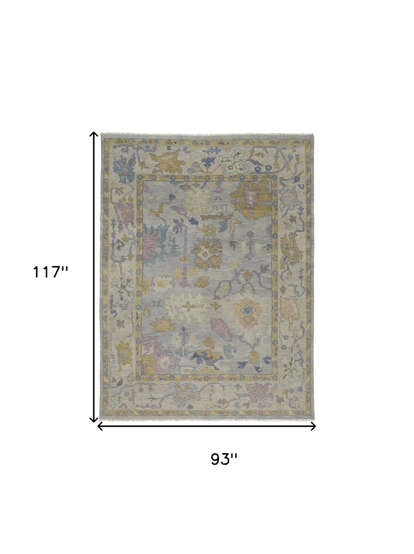 8' X 10' Purple Gray and Gold Wool Oriental Hand Knotted Area Rug With Fringe-2