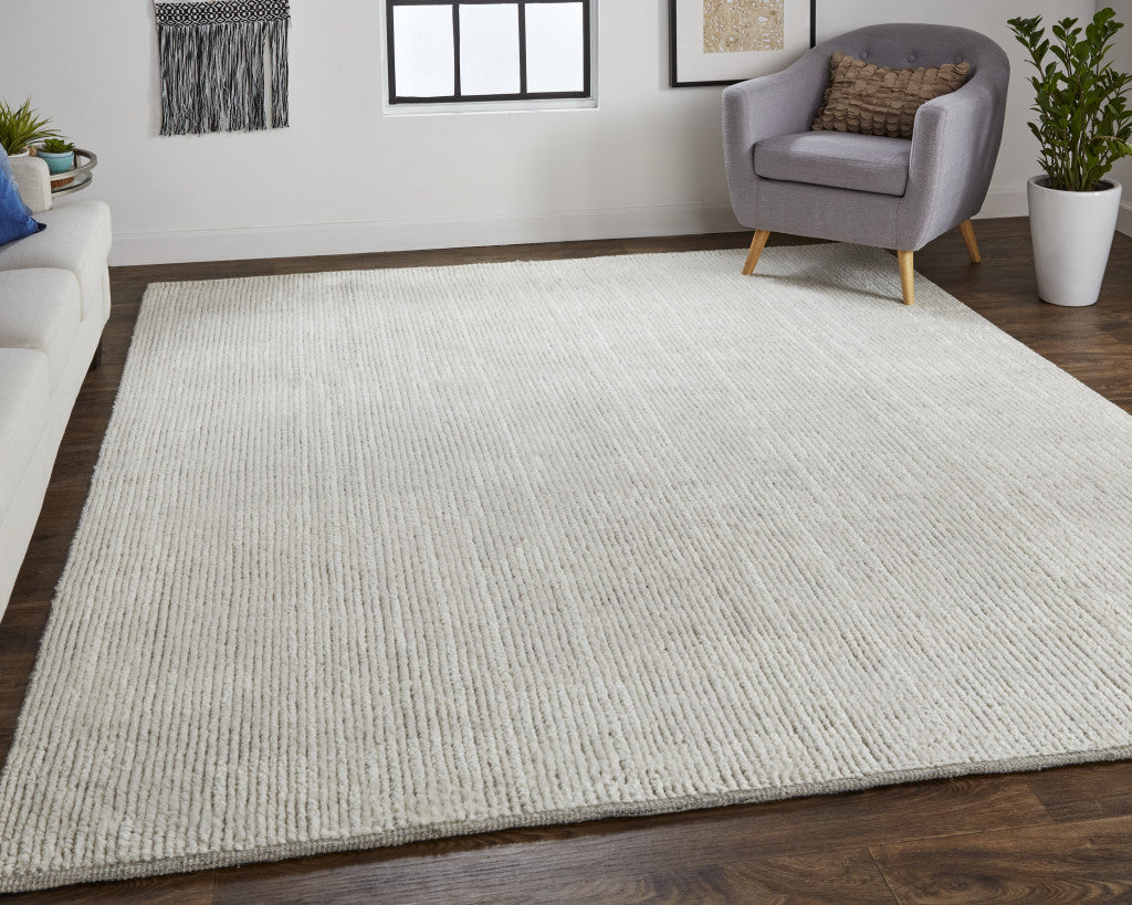 9' X 13' Tan and Ivory Wool Hand Knotted Area Rug-8