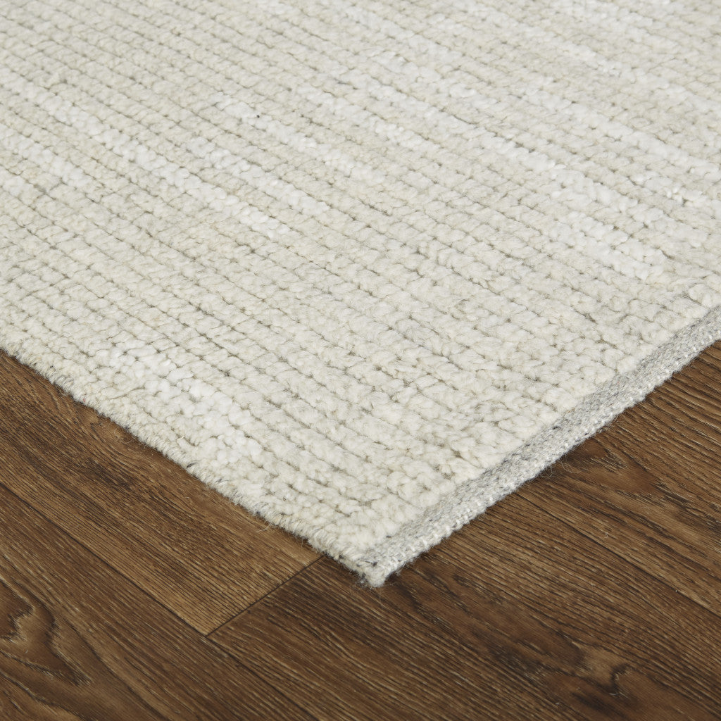 9' X 13' Tan and Ivory Wool Hand Knotted Area Rug-5
