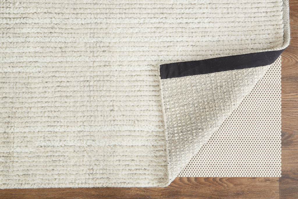 9' X 13' Tan and Ivory Wool Hand Knotted Area Rug-6