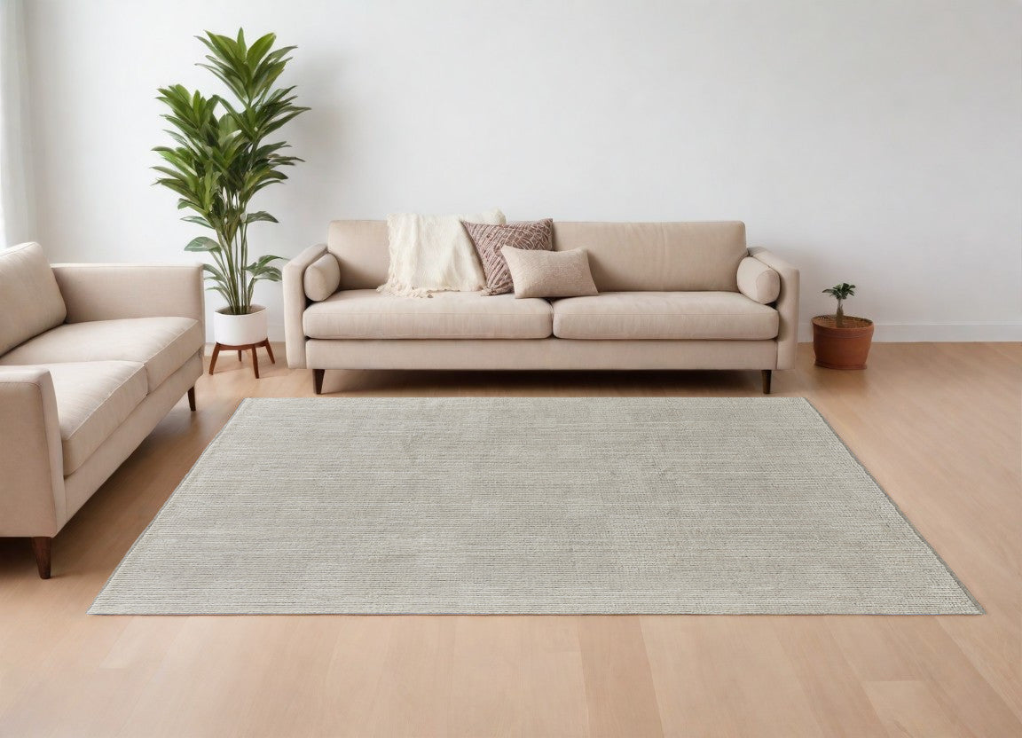 9' X 13' Tan and Ivory Wool Hand Knotted Area Rug-1