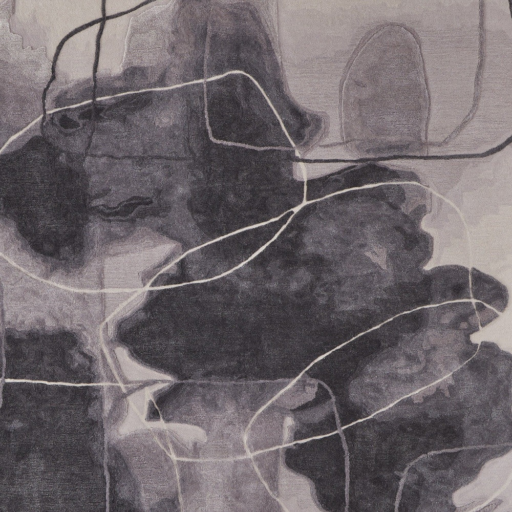 8' X 10' Gray and Ivory Abstract Hand Tufted Area Rug-5