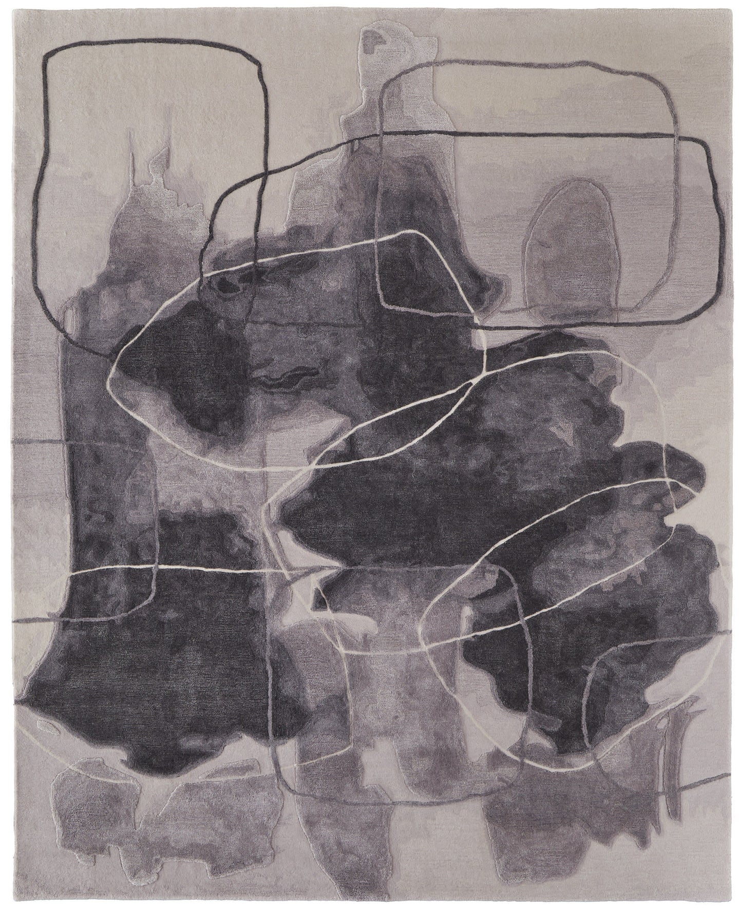 8' X 10' Gray and Ivory Abstract Hand Tufted Area Rug-1