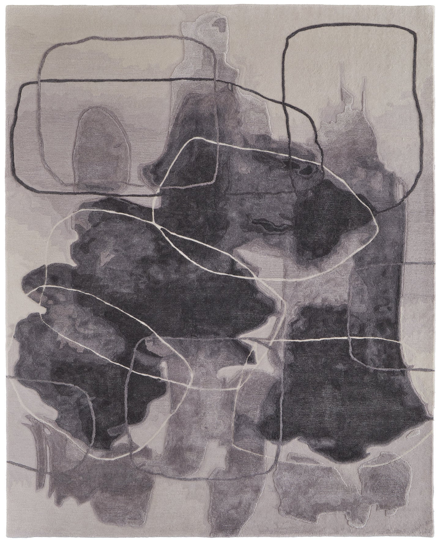 8' X 10' Gray and Ivory Abstract Hand Tufted Area Rug-3