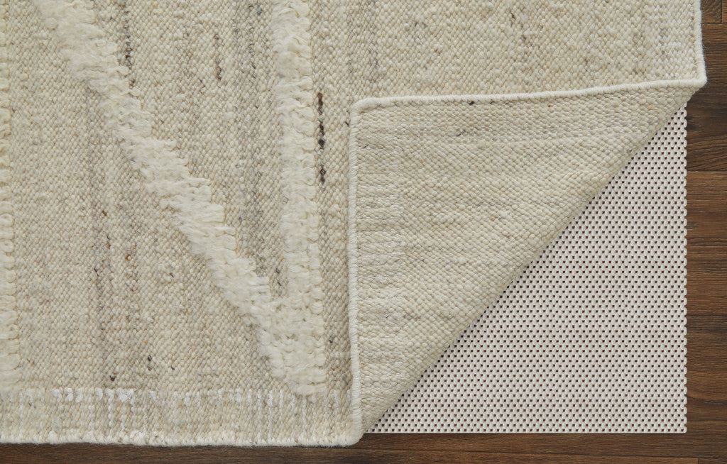 8' X 12' Tan and Ivory Wool Geometric Hand Woven Area Rug-5