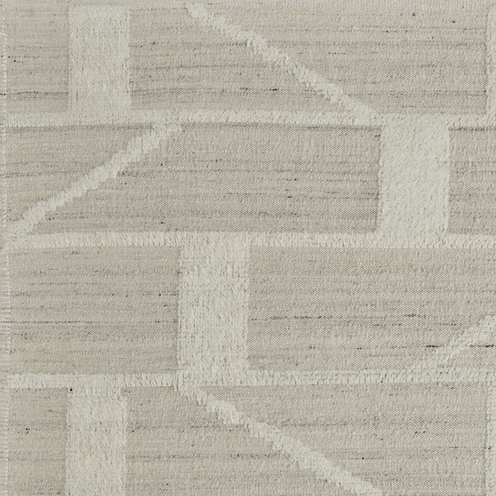 8' X 12' Tan and Ivory Wool Geometric Hand Woven Area Rug-7