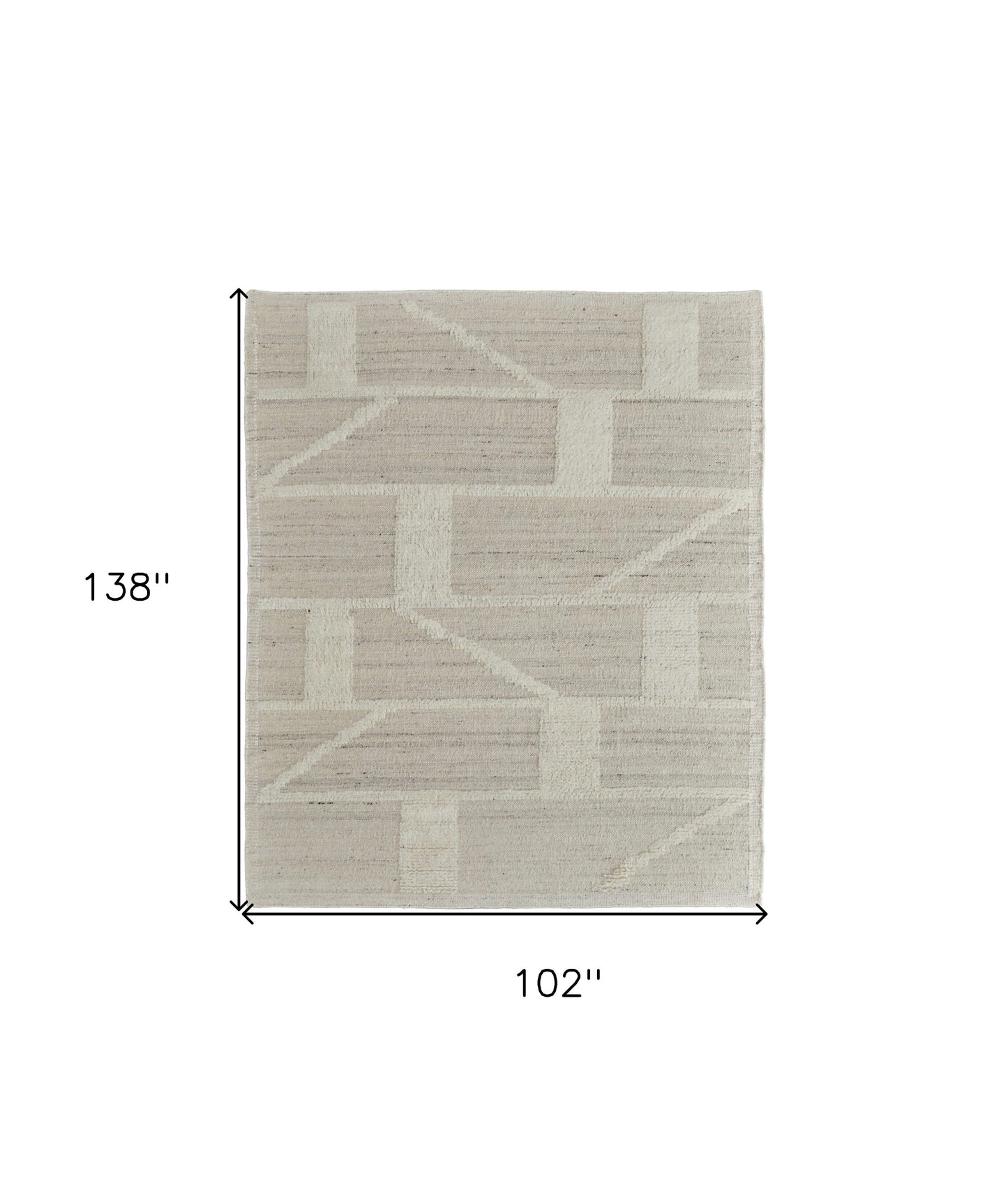 8' X 12' Tan and Ivory Wool Geometric Hand Woven Area Rug-2