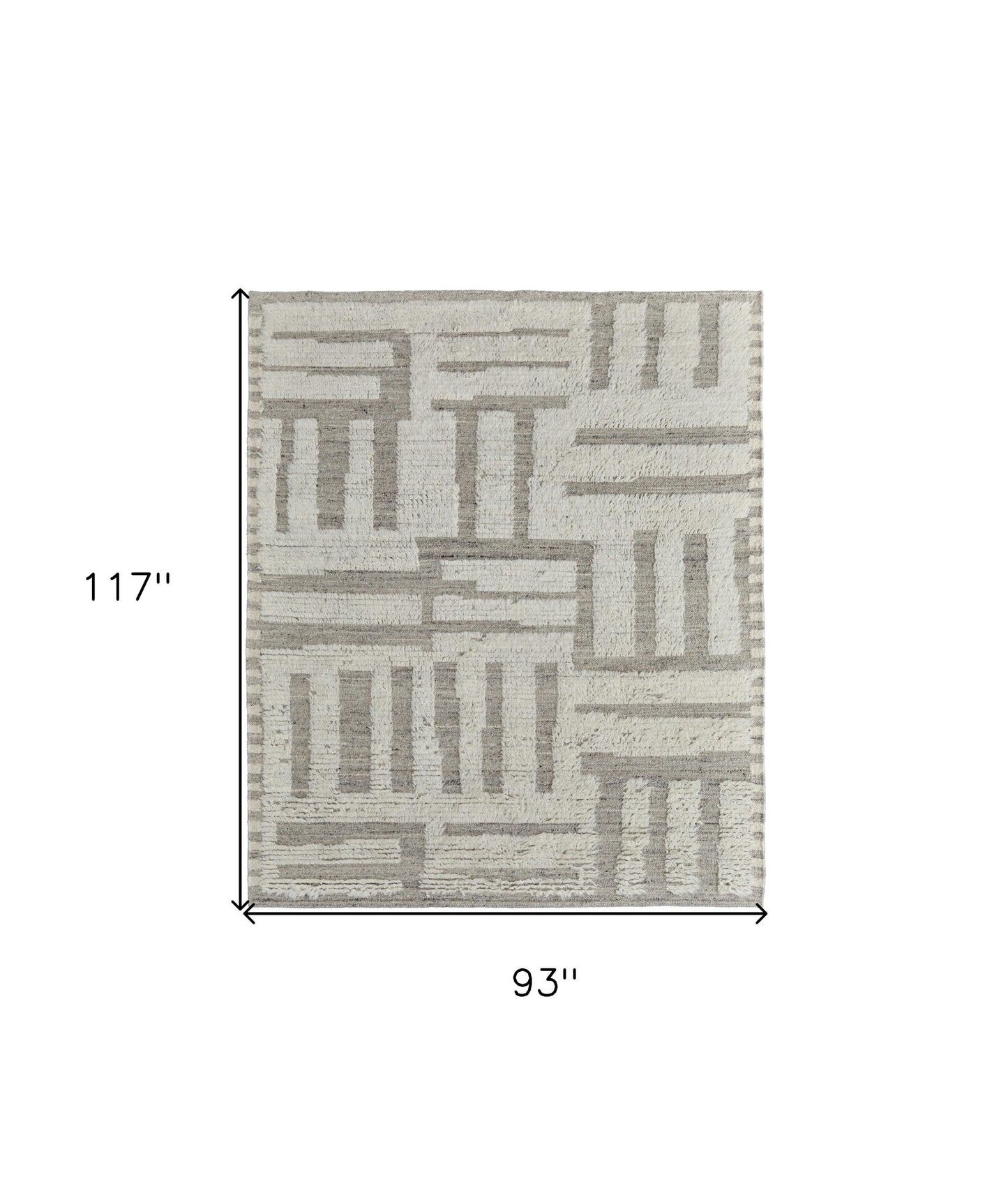 8' X 10' Gray and Ivory Wool Geometric Hand Woven Area Rug-2