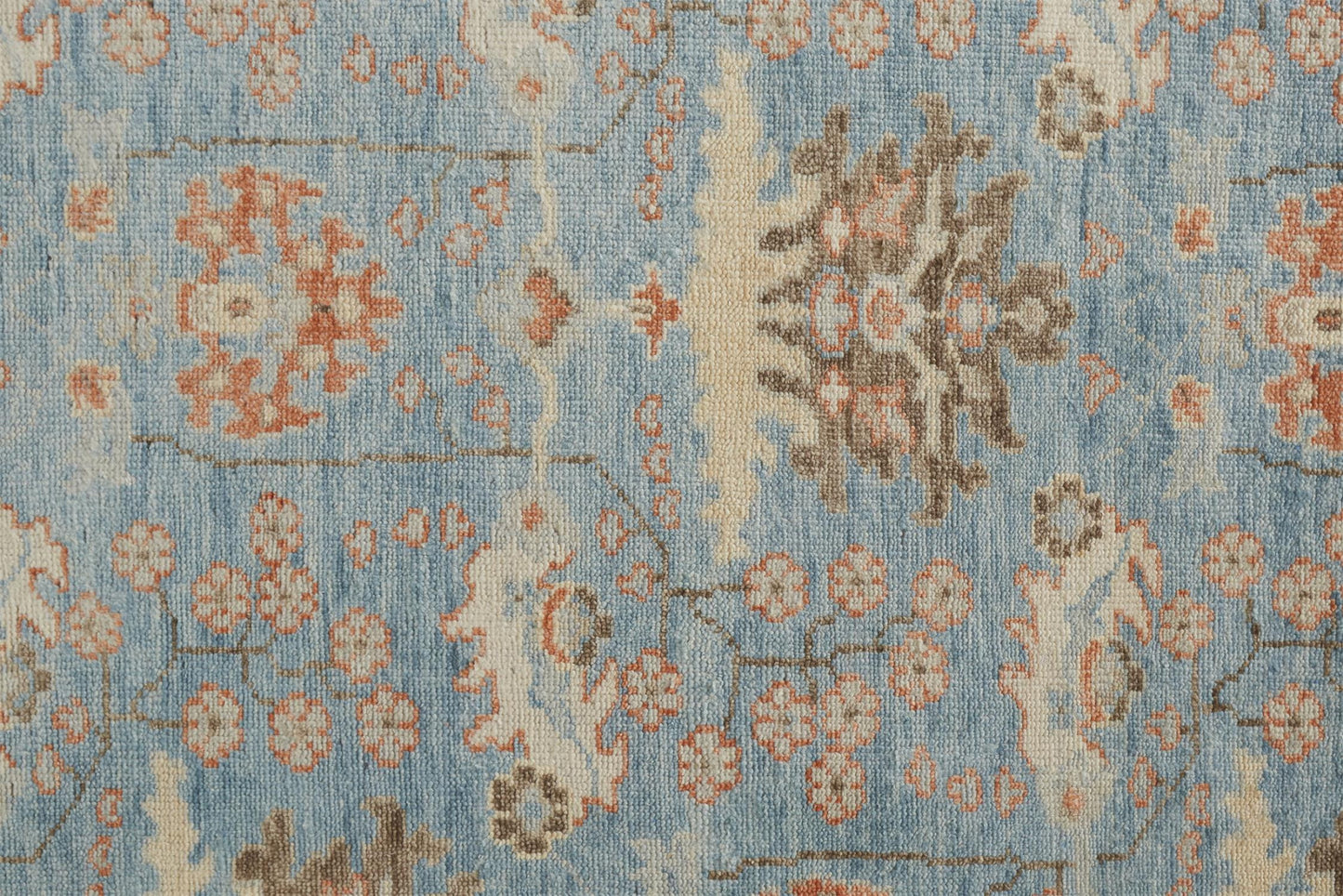 12' X 15' Brown and Blue Wool Oriental Hand Knotted Area Rug-8